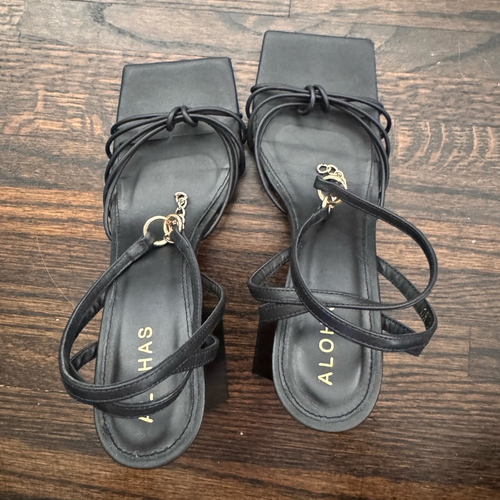 Black Heeled Ankle Strap Sandals